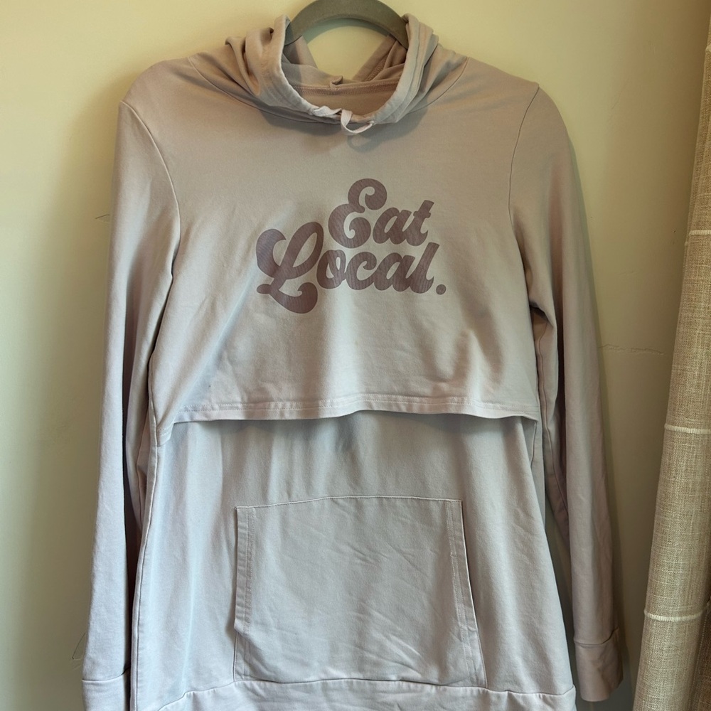 Latched Mama: Eat Local Hoodie, Light Purple